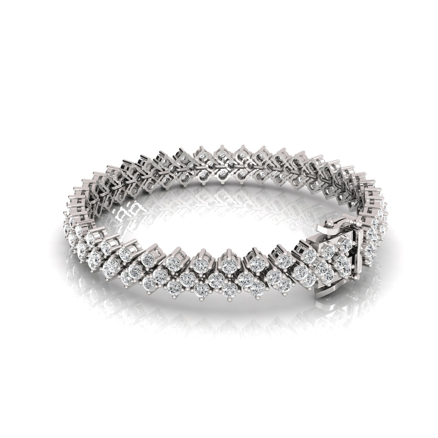 Round Lab Grown Diamond Three Row Fashion Bracelet - Ethically Sourced Brilliance for Contemporary Style