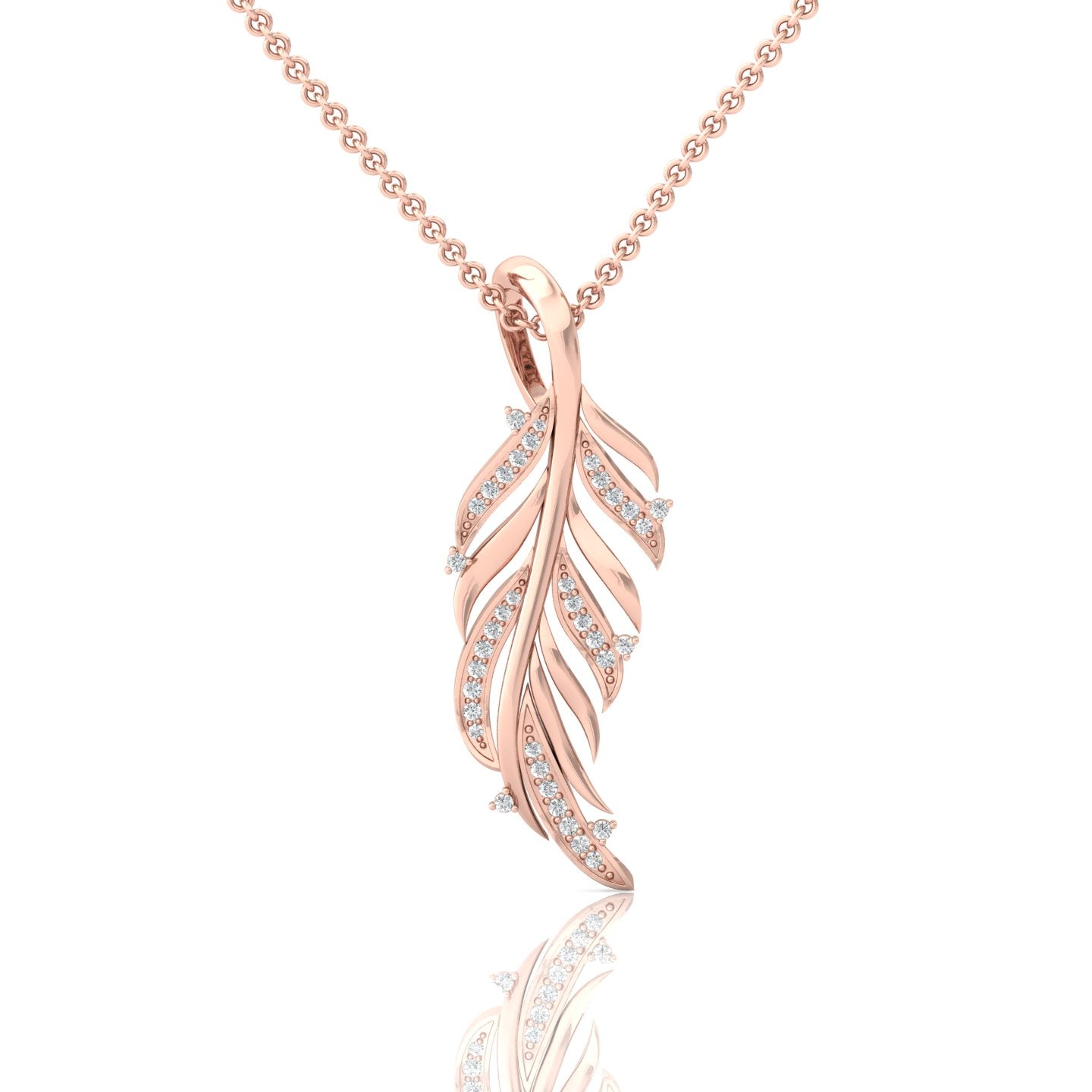 Round Diamond Ladies Leaf Pendant (1/5 ct. tw.) - Nature's Elegance Captured in Sparkling Brilliance