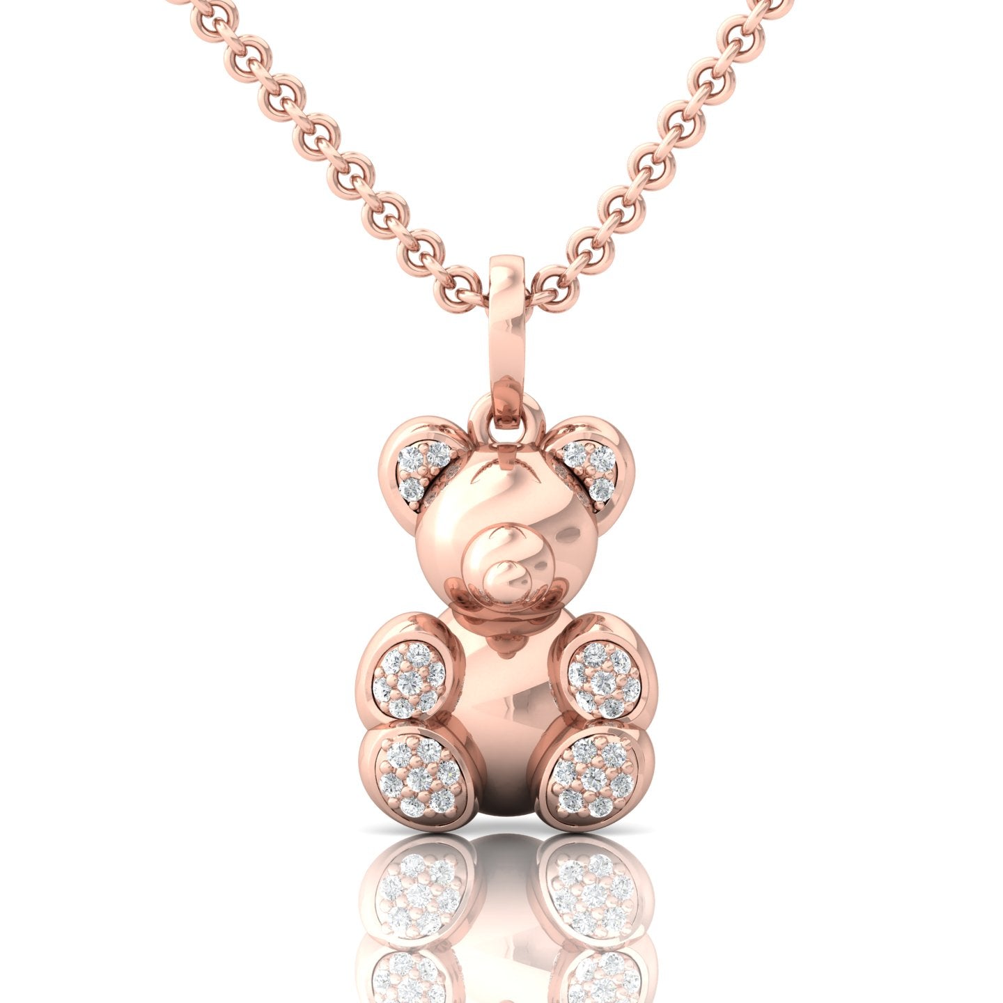 Cute Teddy Bear Pendant Necklace for Ladies (1/3 ct. tw.) - Adorable Charm with a Touch of Sparkle