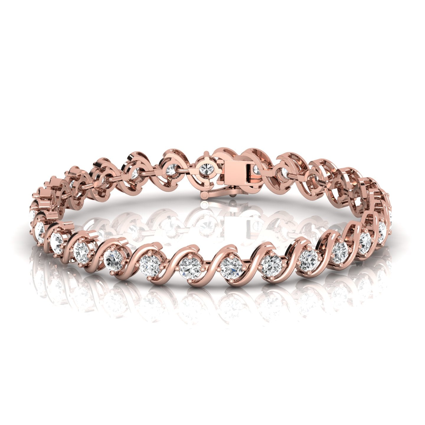 Round Lab Grown Diamond Tulip Prong Space Tennis Bracelet ( Lab Grown ) - Jewel Edition