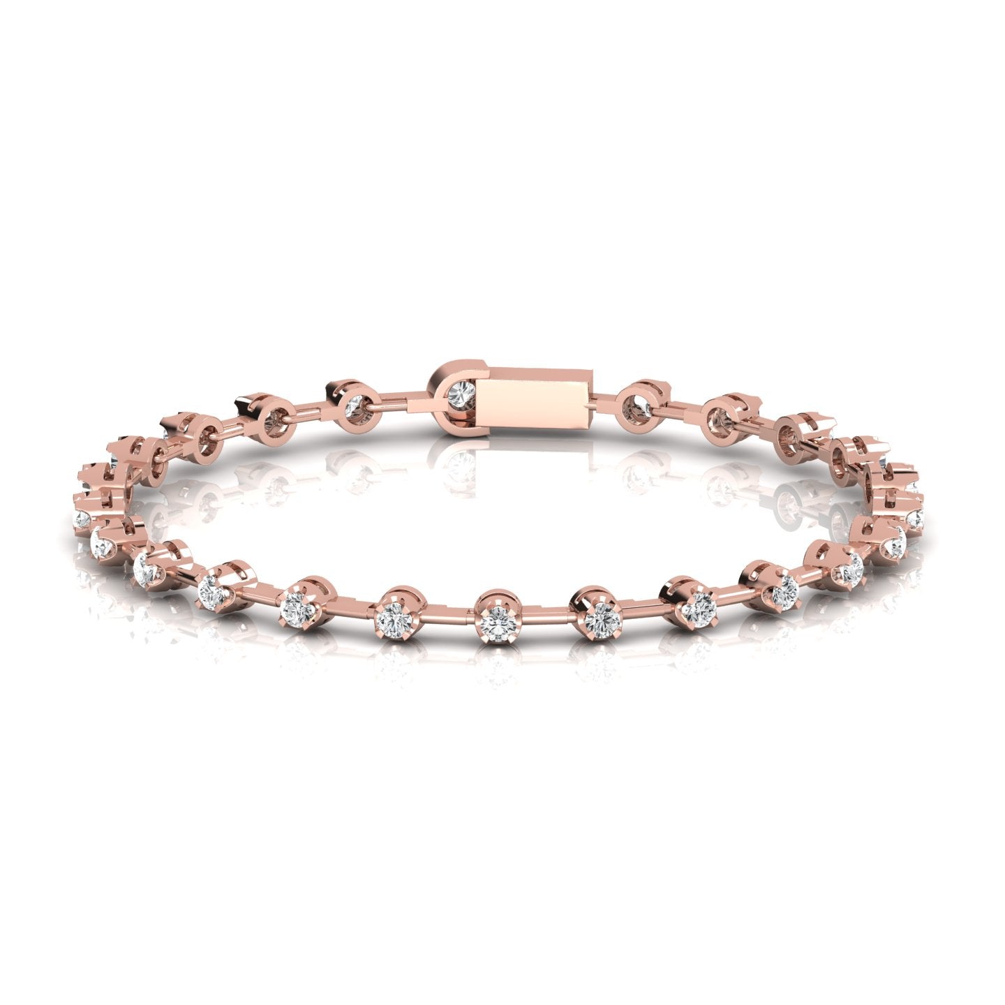 Round Lab Grown Diamond Tulip Prong Space Tennis Bracelet - Ethically Sourced Elegance for Modern Sophistication