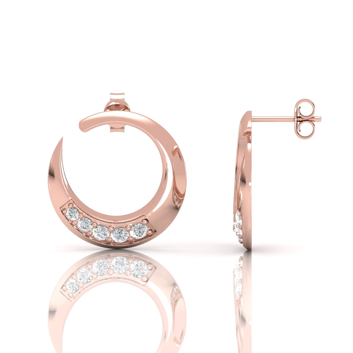 Chic Curved Marseille Diamond Huggie Earrings: Sparkle with 0.60 ct. Total Weight - Effortlessly Stylish Accessories for Every Look