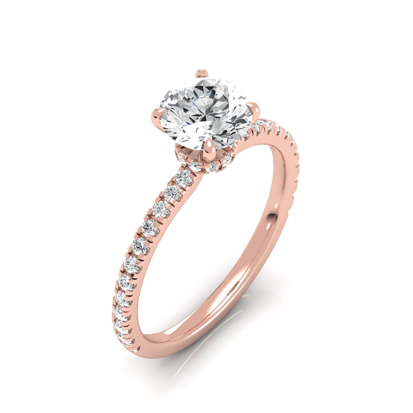 1.25 ctw Round Lab Grown Moissanite Diamond Hidden Halo Engagement Ring - Exquisite brilliance with round lab-grown diamonds, nestled in a hidden halo setting for timeless beauty.