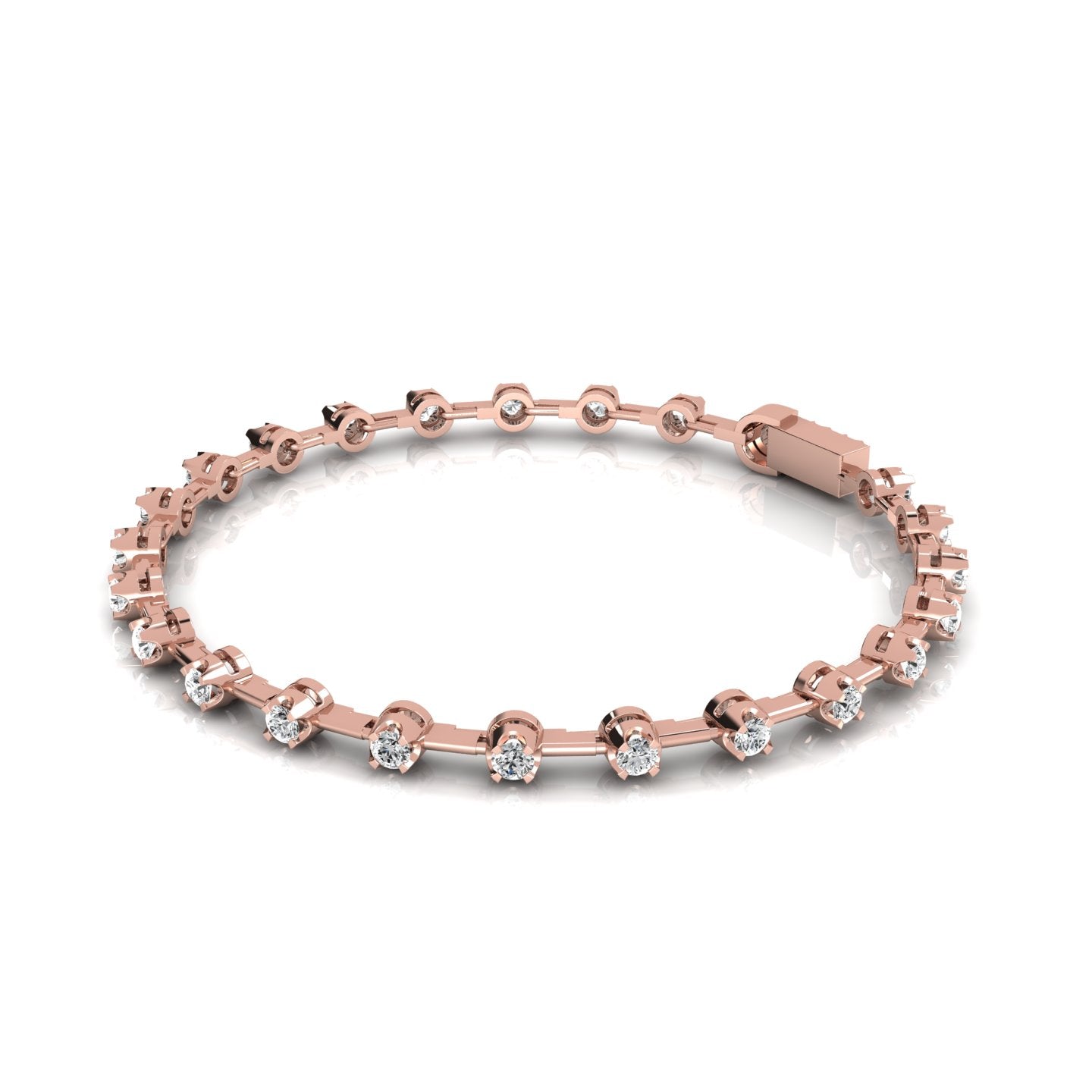 Round Lab Grown Diamond Tulip Prong Space Tennis Bracelet - Ethically Sourced Elegance for Modern Sophistication