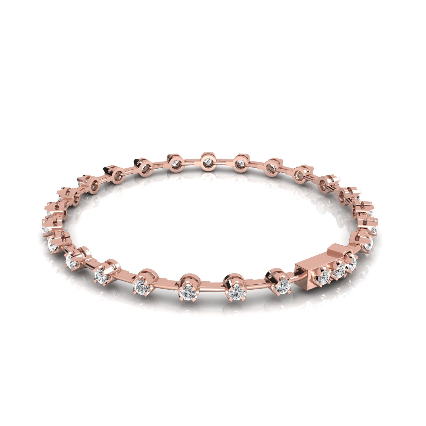 Round Lab Grown Diamond Tulip Prong Space Tennis Bracelet - Ethically Sourced Elegance for Modern Sophistication