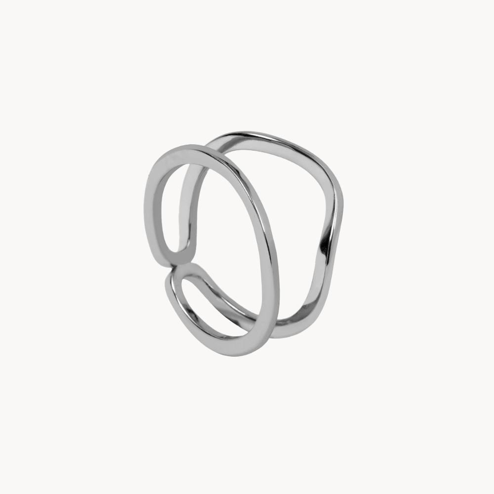 Double Wave Ring: Sterling Silver with 18K Gold Plating - Jewel Edition