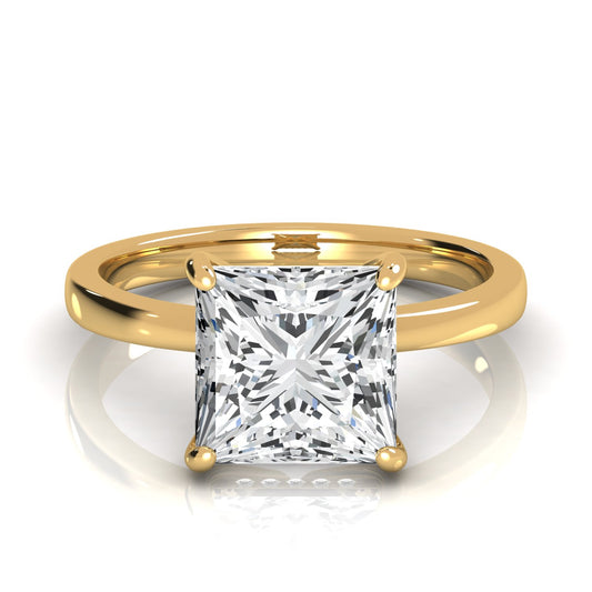 5.0 CT Princess Cut Moissanite Ring - Stunning 14K Solid Gold Engagement Ring perfect for weddings or as a gift for women. Features a dazzling princess cut Moissanite, ideal for bridal occasions