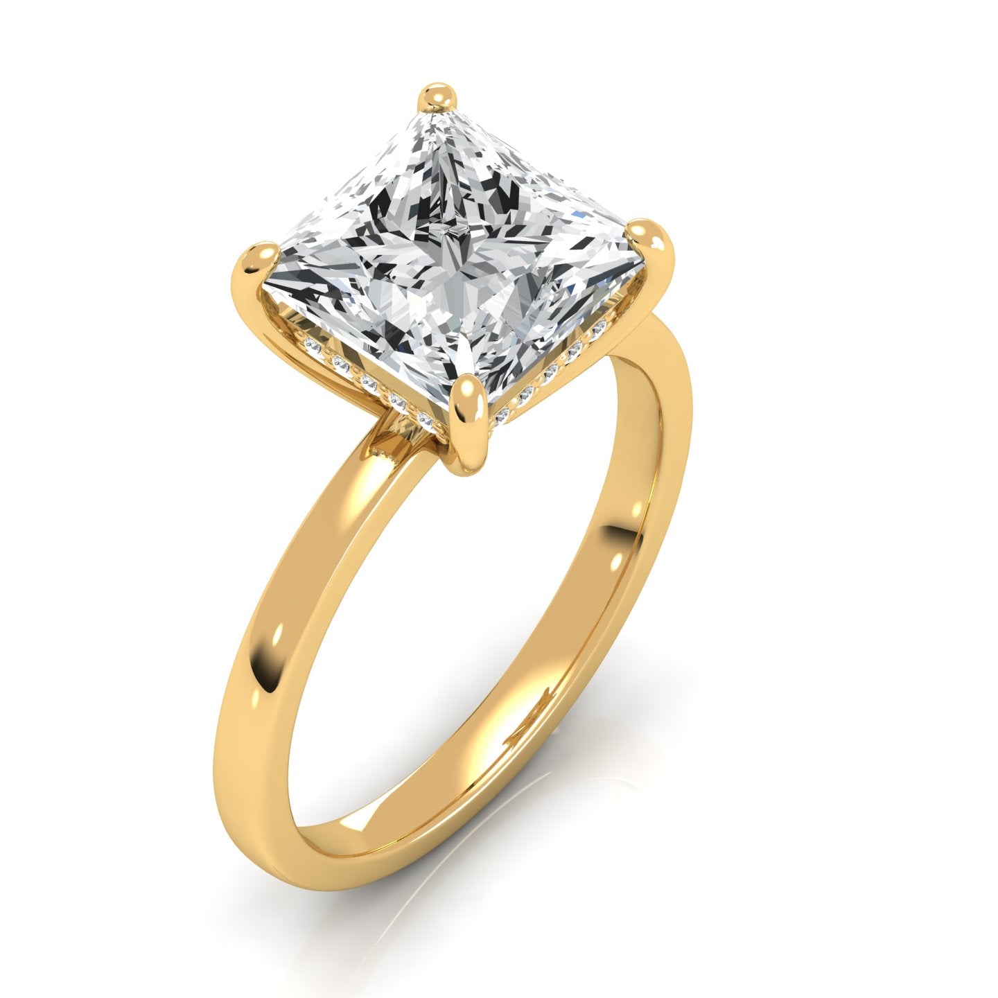 5.0 CT Princess Cut Moissanite Ring - Stunning 14K Solid Gold Engagement Ring perfect for weddings or as a gift for women. Features a dazzling princess cut Moissanite, ideal for bridal occasions