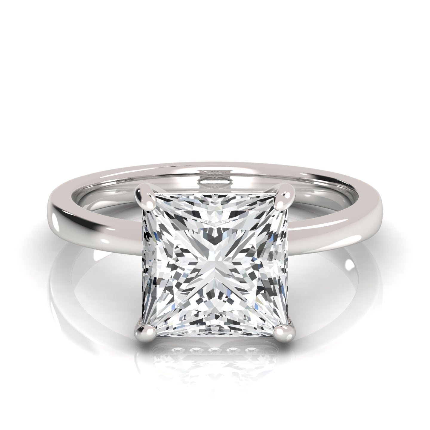 5.0 CT Princess Cut Moissanite Ring - Stunning 14K Solid Gold Engagement Ring perfect for weddings or as a gift for women. Features a dazzling princess cut Moissanite, ideal for bridal occasions