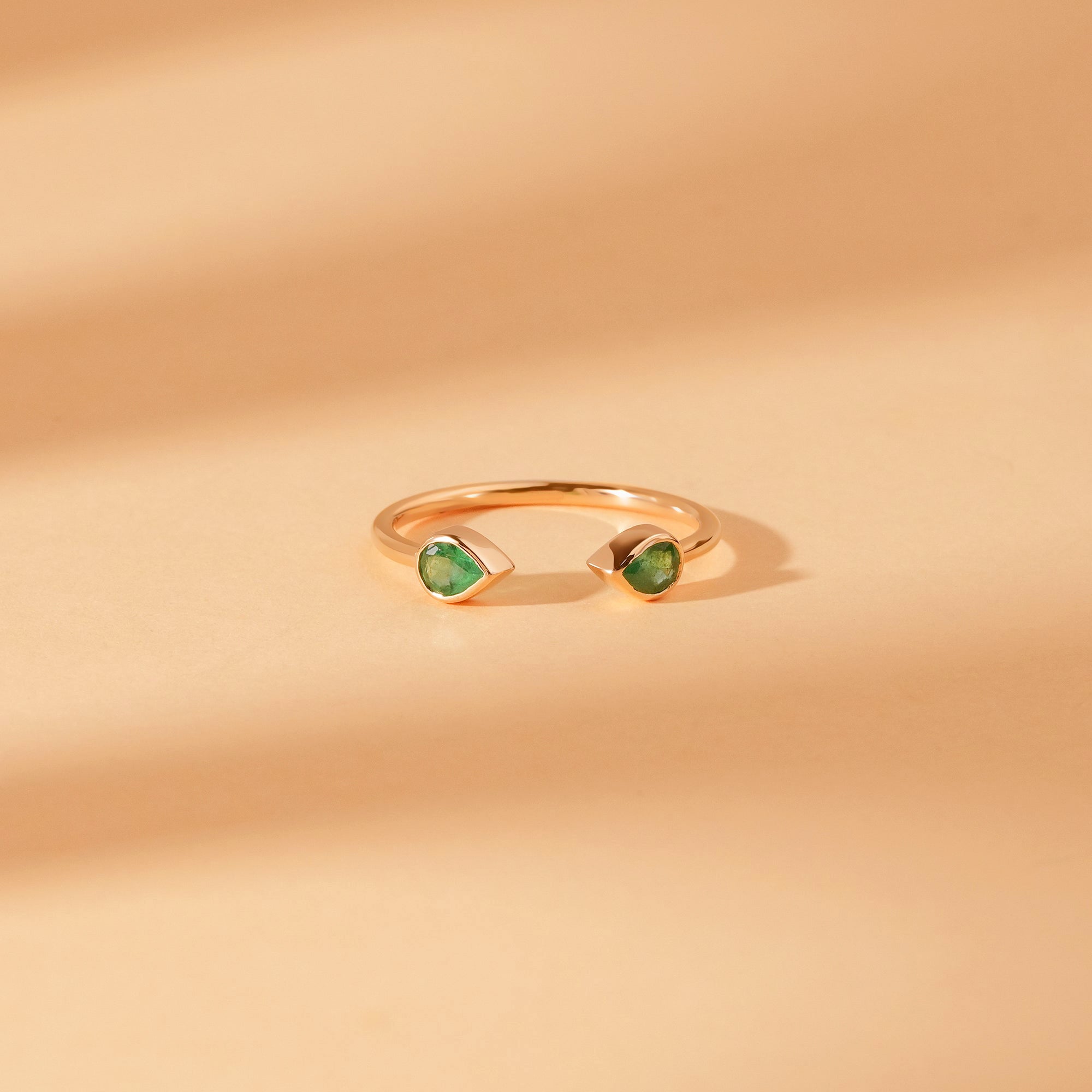 Emerald Petal Open Ring