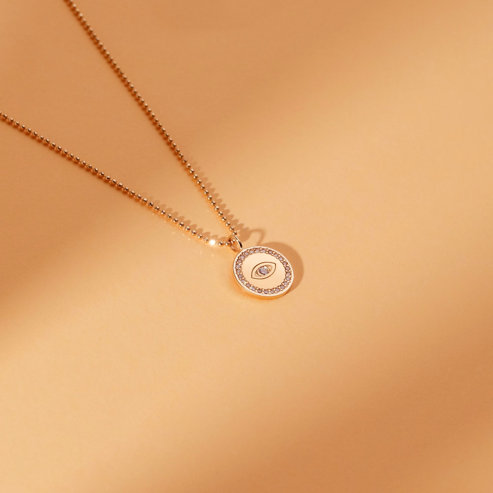 Diamond Sparkling Eye Pendant with Ball Chain