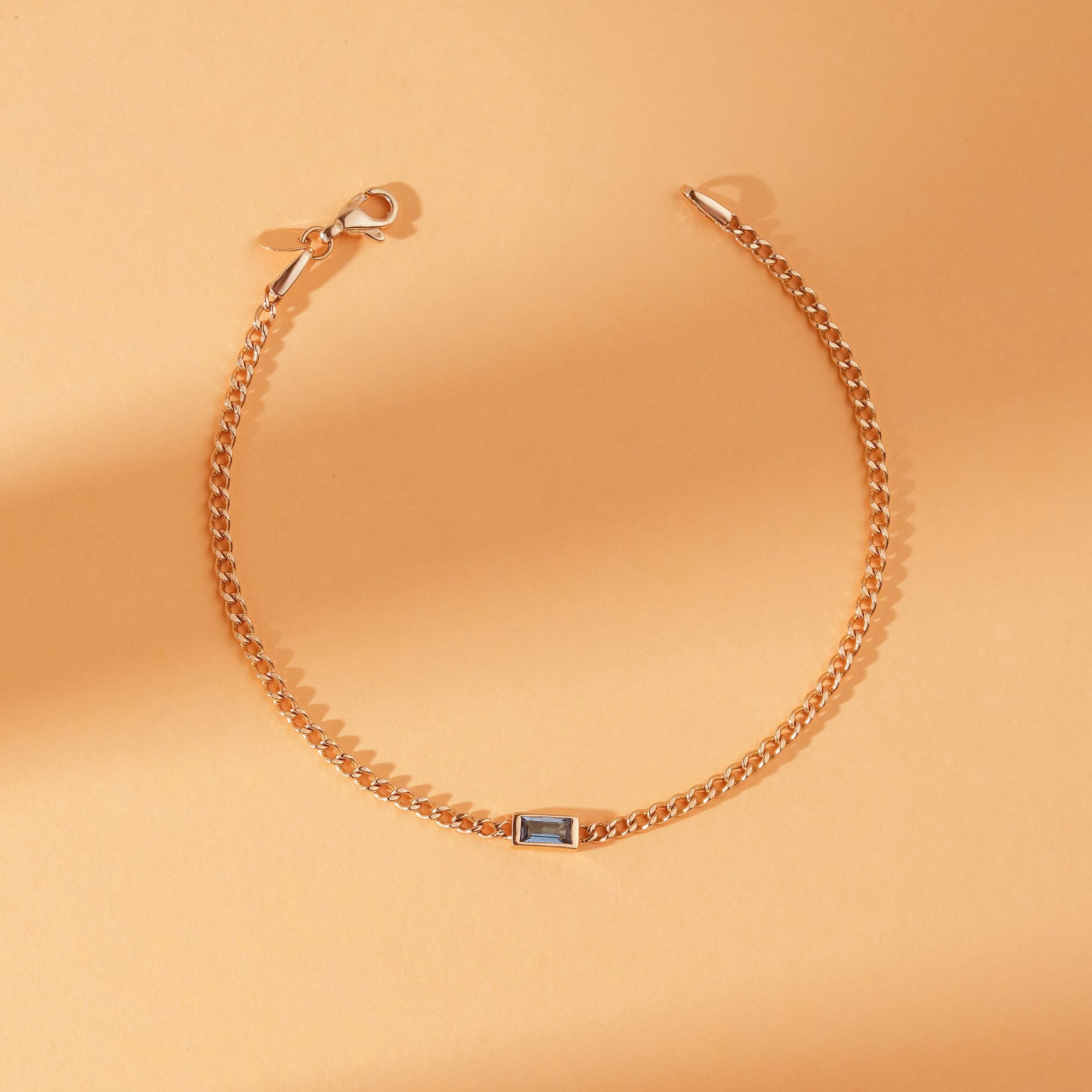 Crystal Blue Cuban Chain Bracelet