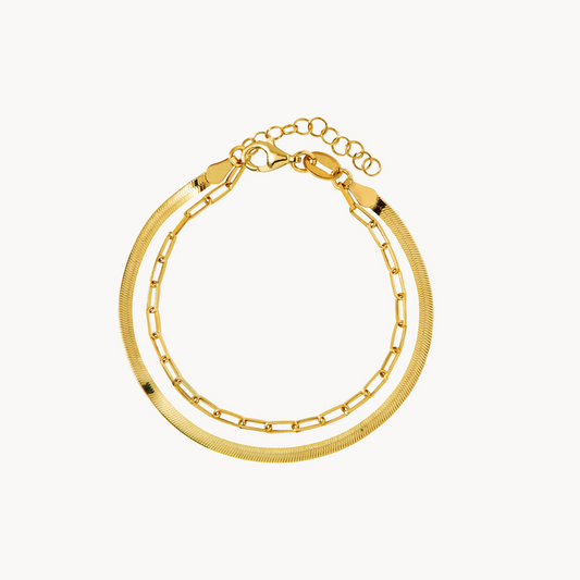 Plain Links Double Bracelet Effortless Elegance - Jewel Edition