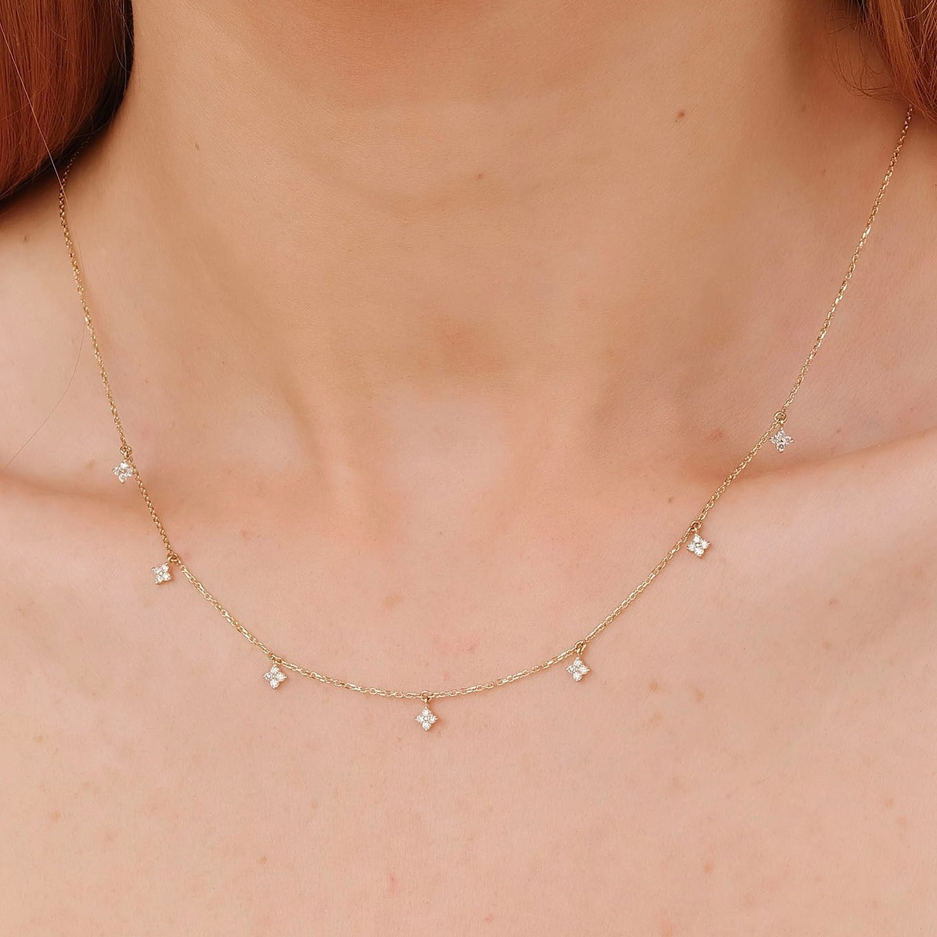 Diamond Lucky Clover Drop Necklace