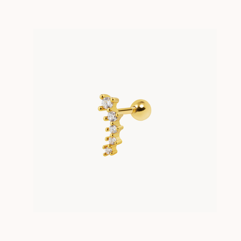 Space Ear Piercing - Sterling Silver 925, 18 Karat Gold Plated - Jewel Edition