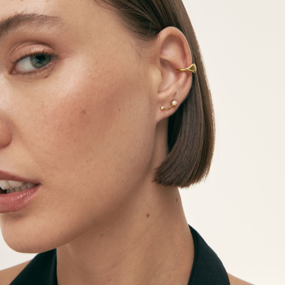 Arista Irregular Design Ear Cuff - 18kt Gold-Plated Steel | Rhodium-Plated Steel - Jewel Edition