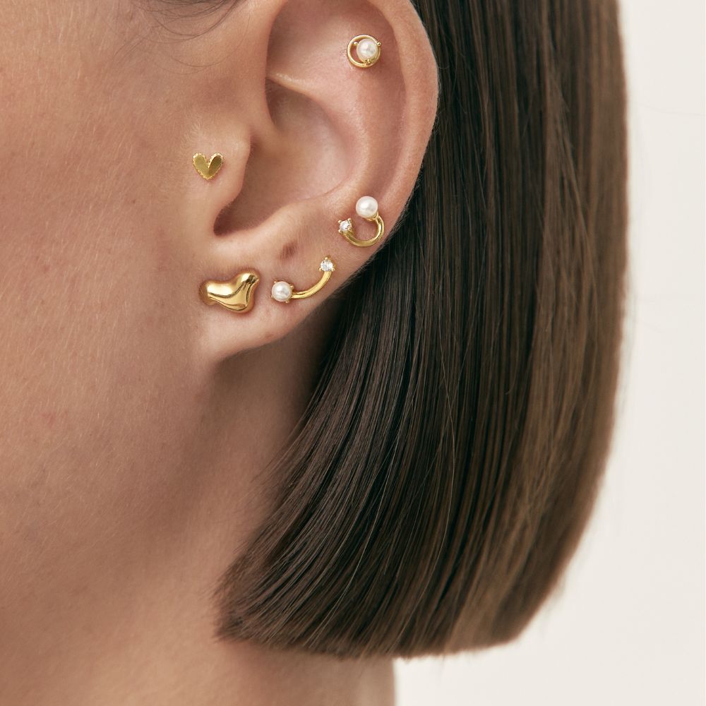 Circle Pearl Piercing with 3mm in 18K Gold-Plated Sterling Silver - Jewel Edition