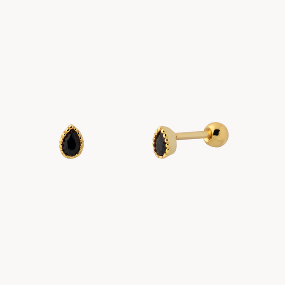 Black Teardrop Piercing: Sterling Silver 925 Gold Plated - Jewel Edition