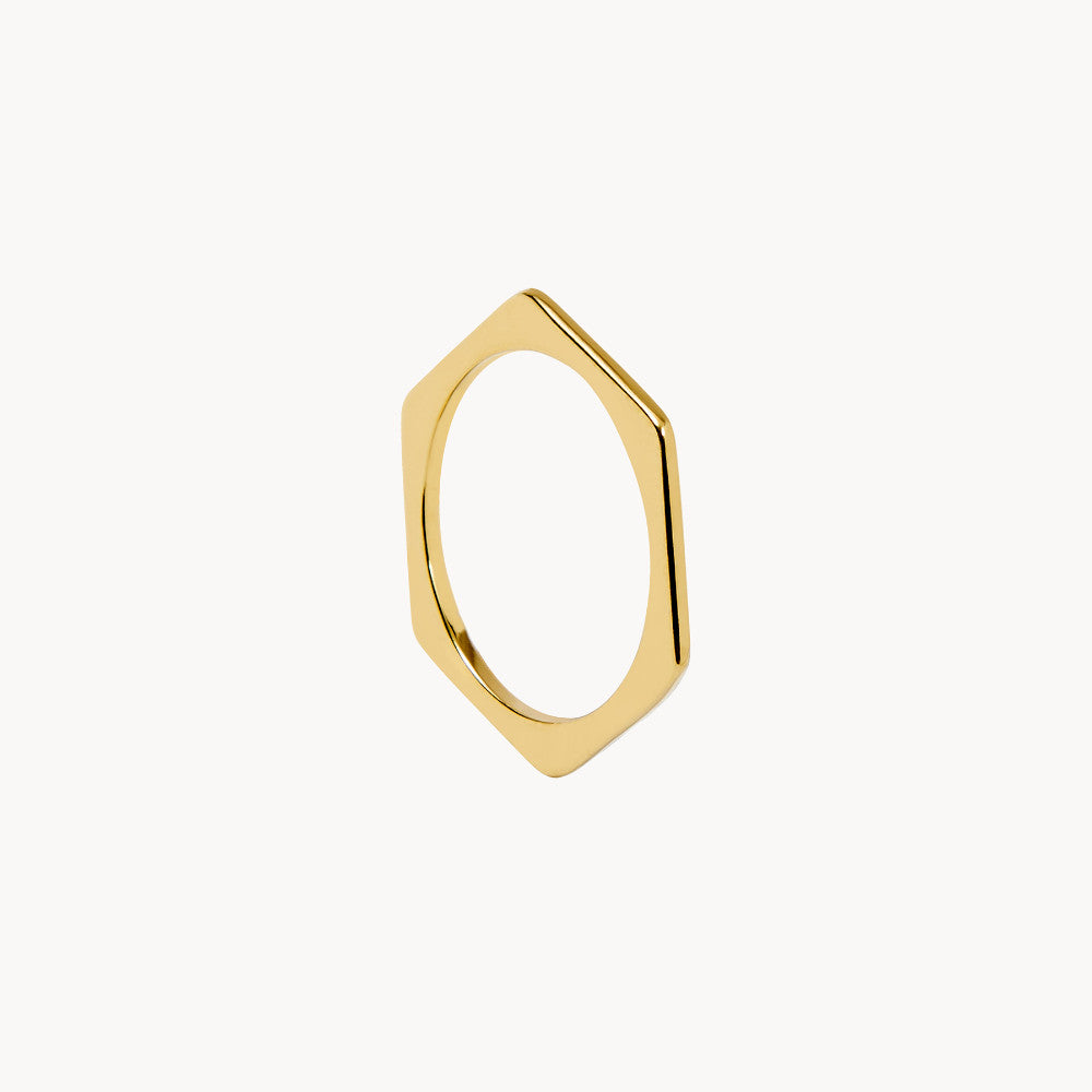 Geo Sterling Silver Ring: Timeless Geometric Elegance - Jewel Edition