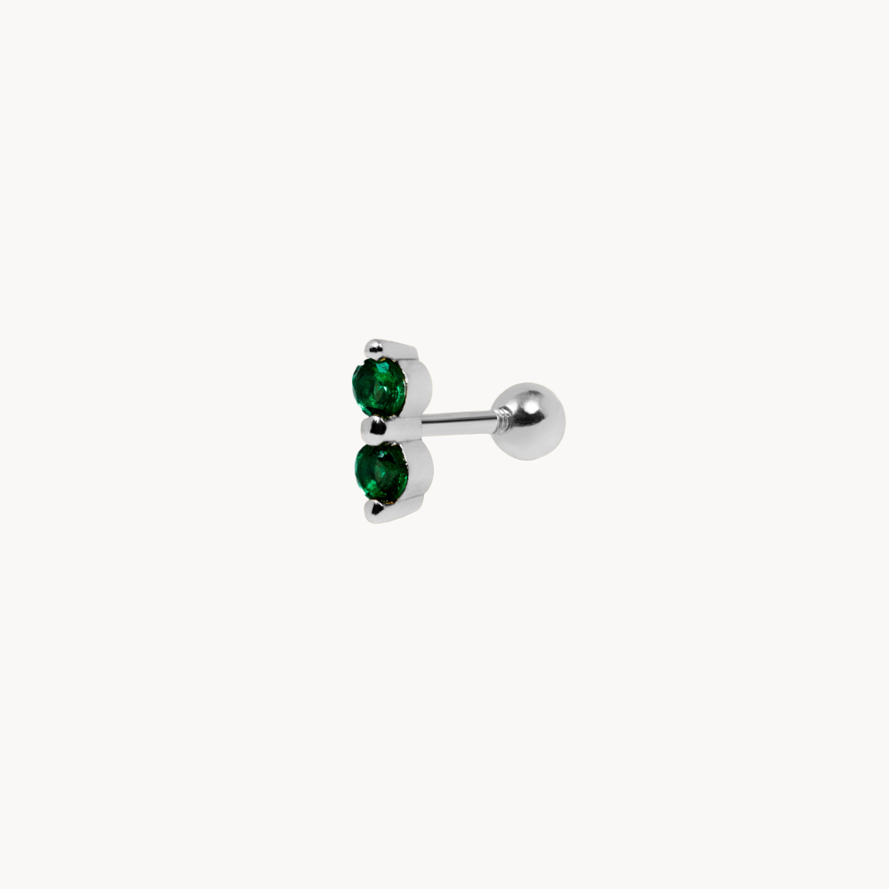 Green Petite Ala Piercing: Sterling Silver 925 Plated in 18 Carat Gold - Jewel Edition