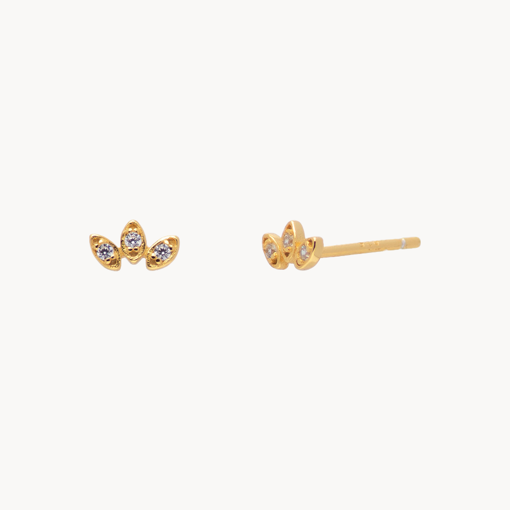 Eris Gold Plated Palm Tree Pin Earrings - Jewel Edition