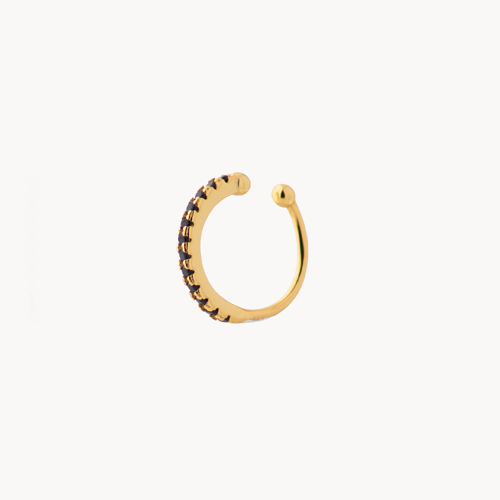 Black Vera Minimalist Ear Cuff - Jewel Edition