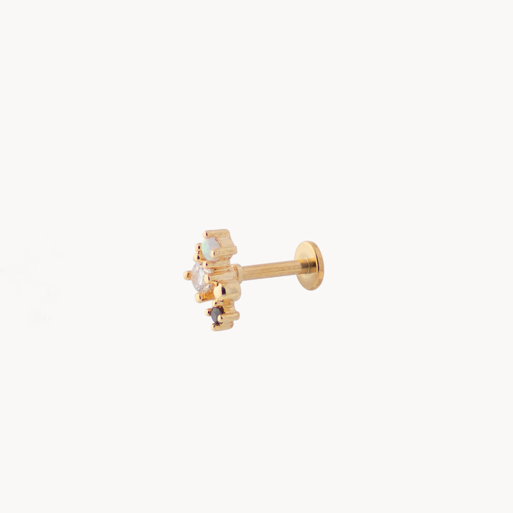 Elegant Diana Black Fumé Piercing: 18-Carat Gold-Plated Steel - Jewel Edition