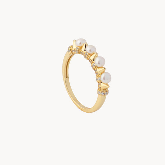 Tiara: Fun and Trendy Ring with Pearls and Zirconia - Jewel Edition