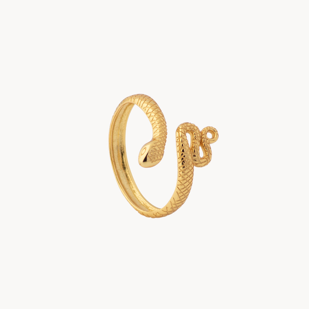 Sauvage: Adjustable Snake-Shaped Ring in Sterling Silver 925 Gold Plated 18kt - Jewel Edition