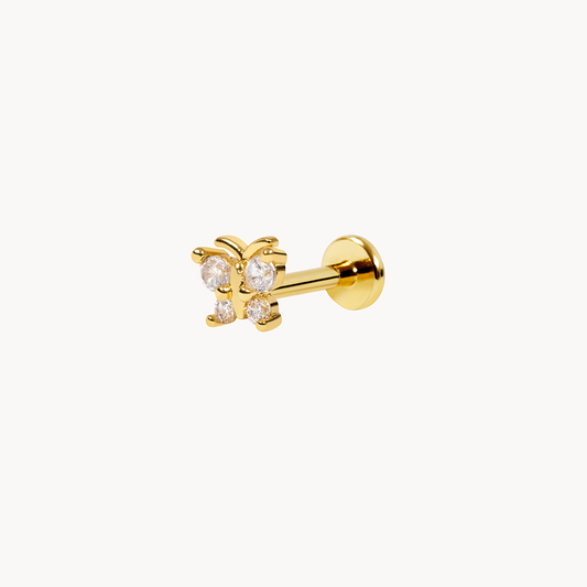 Little Butterfly Zirconia Piercing - 18 Carat Gold-Plated Steel - Jewel Edition