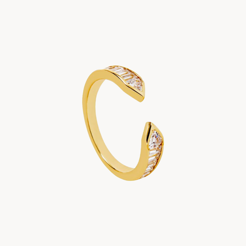 Dazzling Sophistication: Lucente Baguette Zirconia Open Ring - Jewel Edition