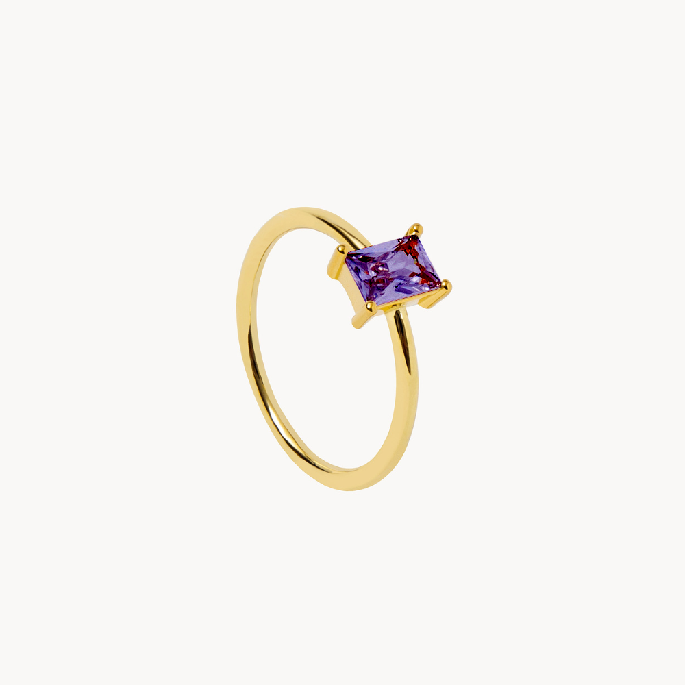 Rectangular Mauve Zirconia Ring - Jewel Edition