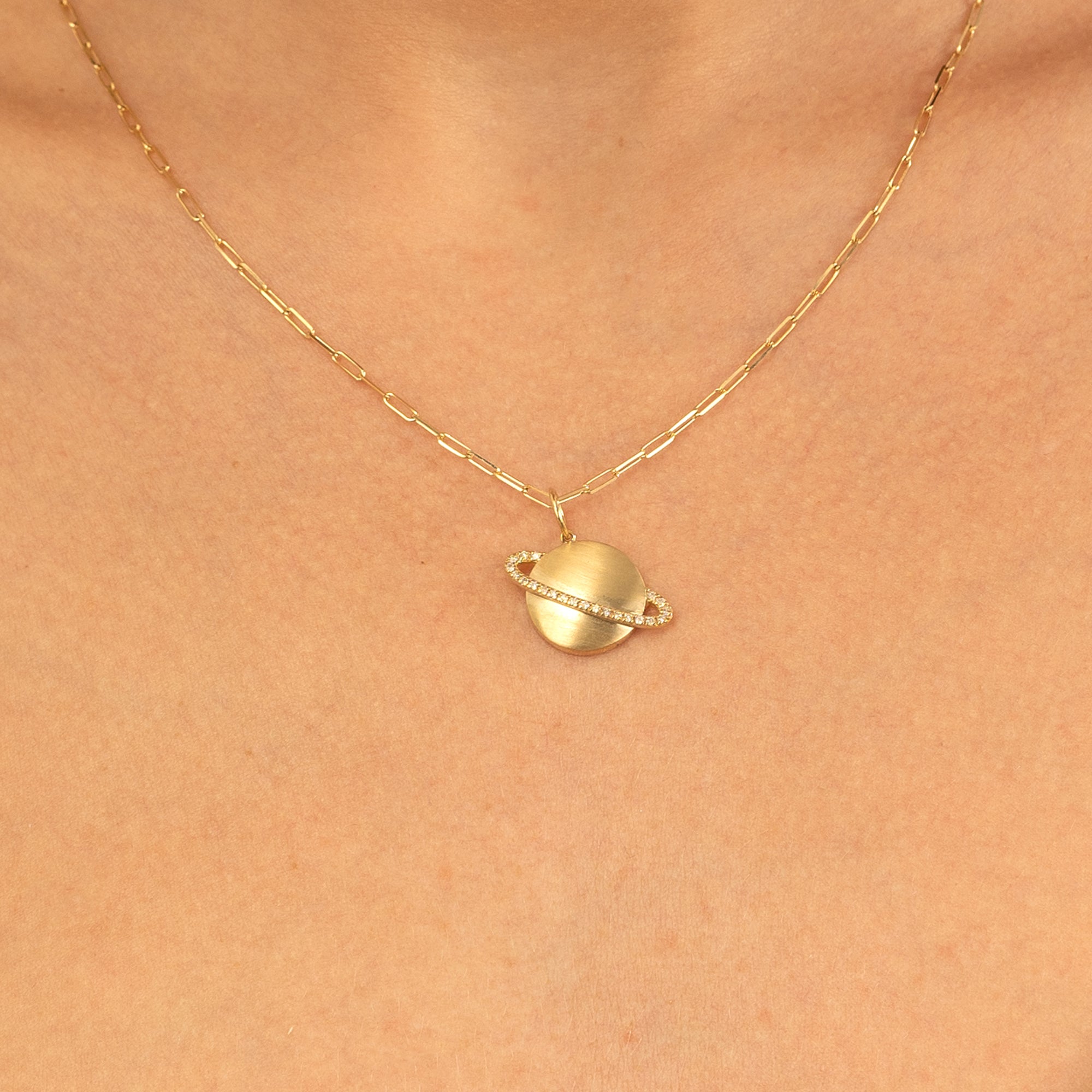 Stellar Saturn Charm Necklace