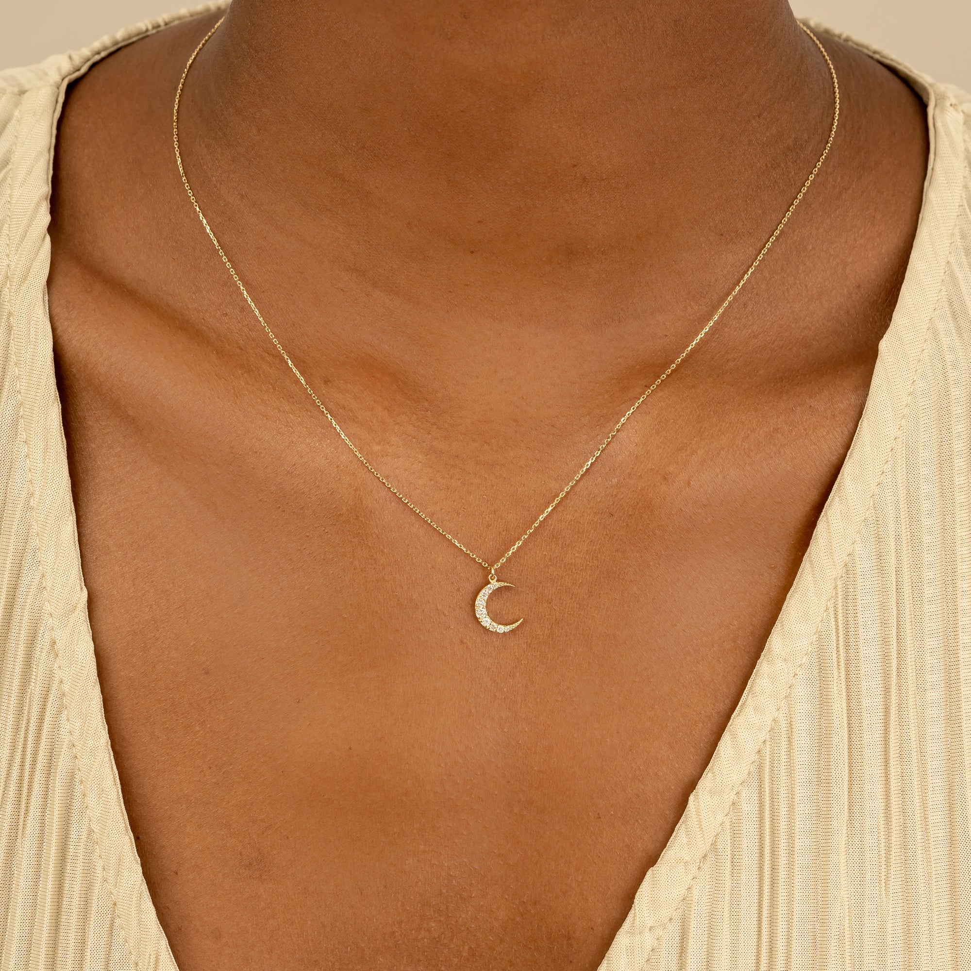 Diamond Lunar Spark Crescent Necklace