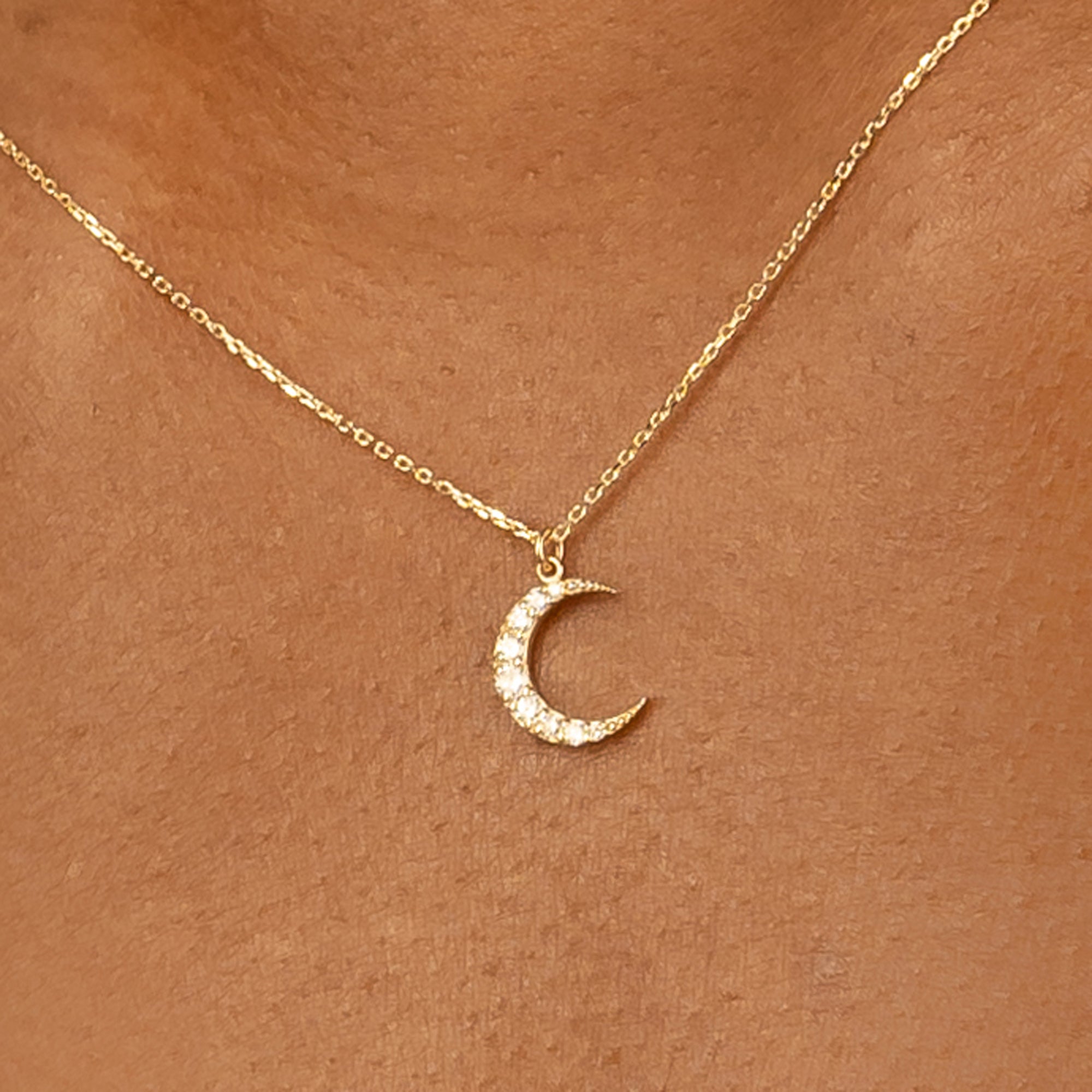 Diamond Lunar Spark Crescent Necklace