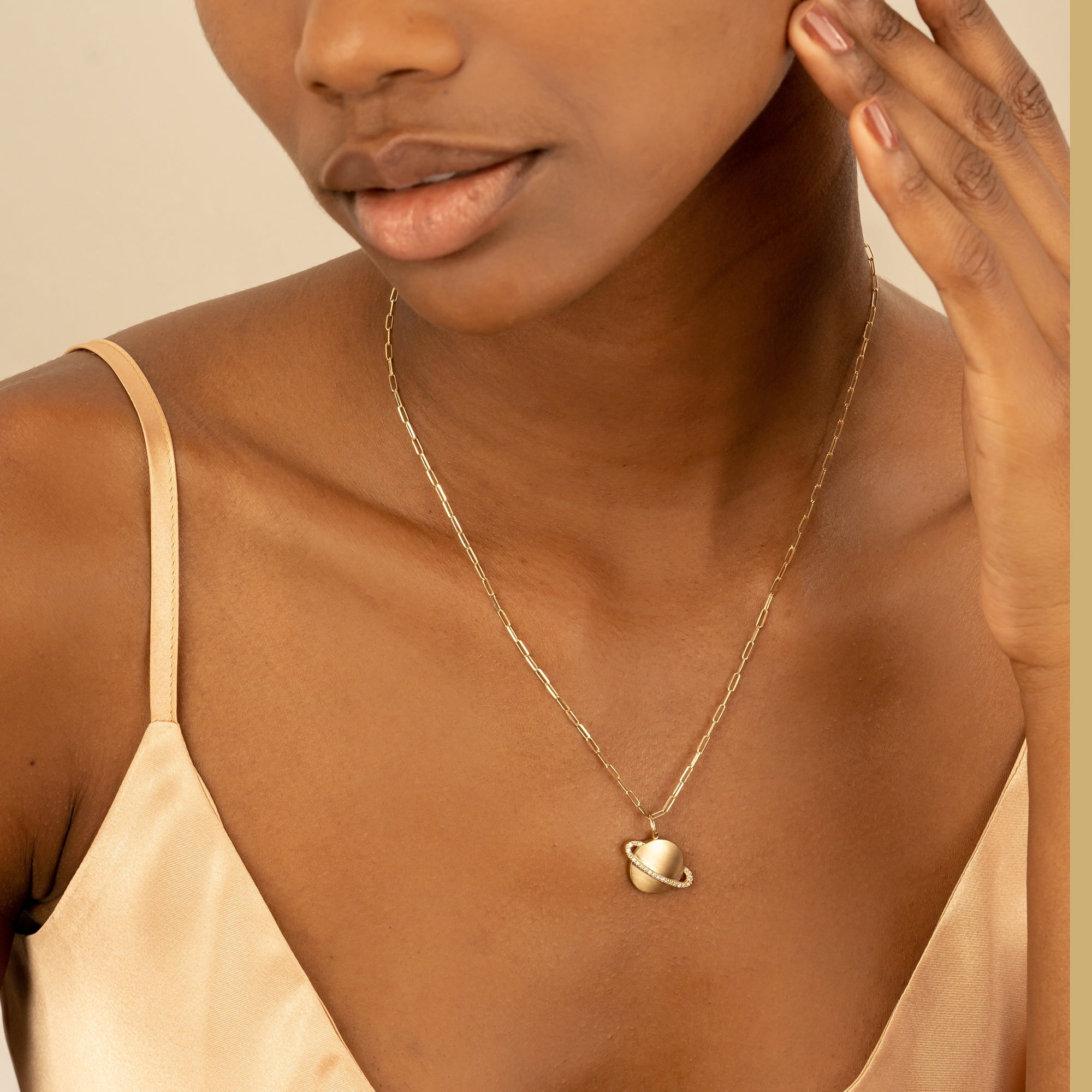 Stellar Saturn Charm Necklace