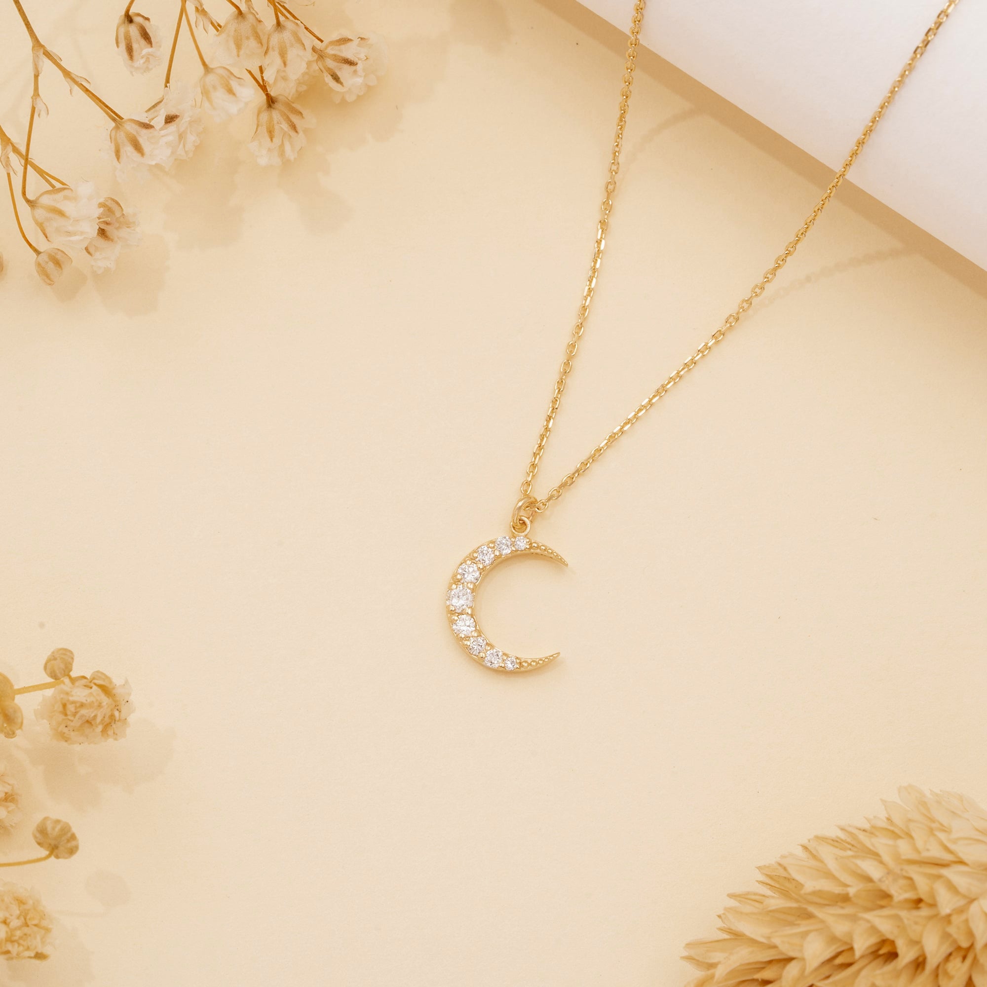 Diamond Lunar Spark Crescent Necklace
