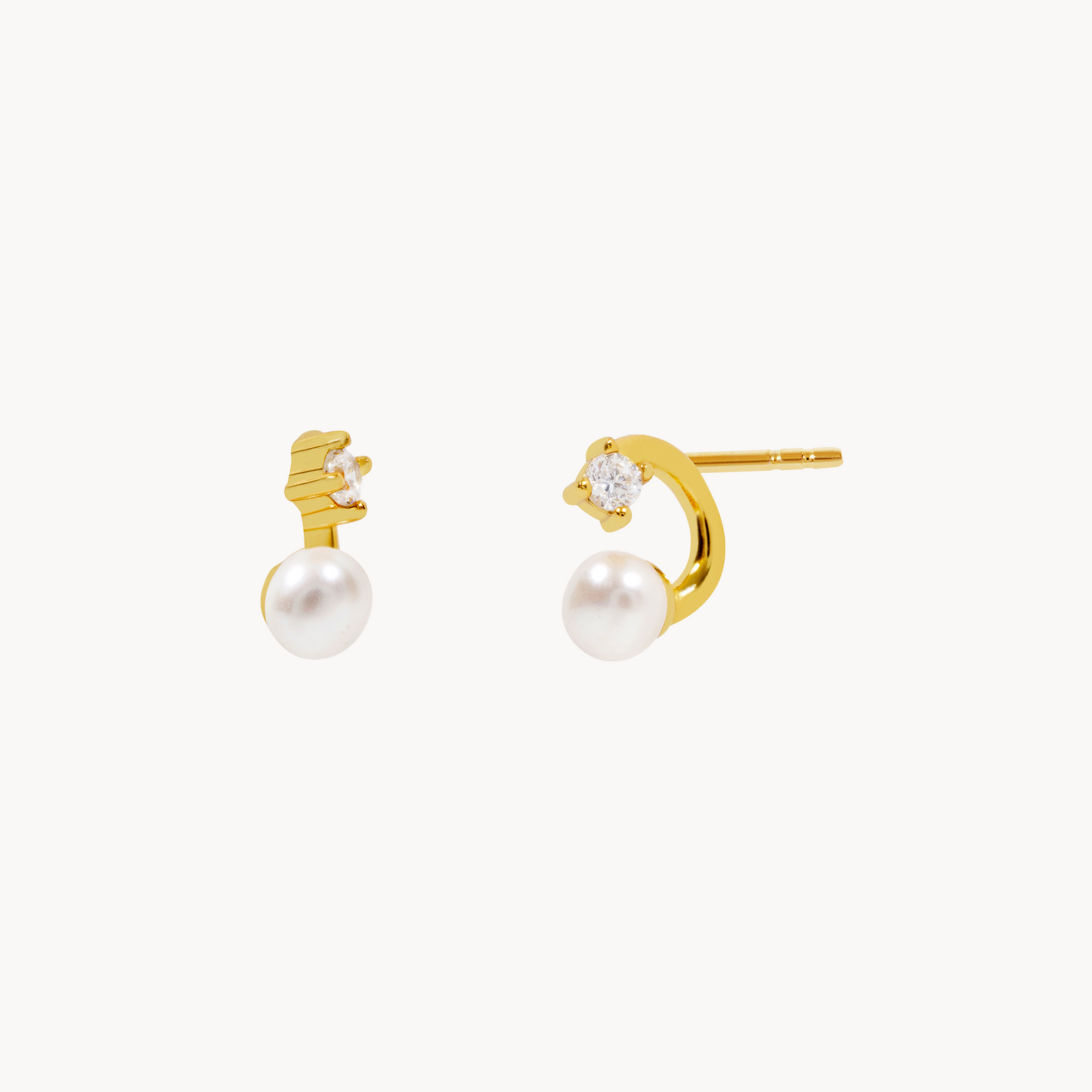 Moon Pearl Earrings: Sterling Silver 925 Gold Plated - Jewel Edition