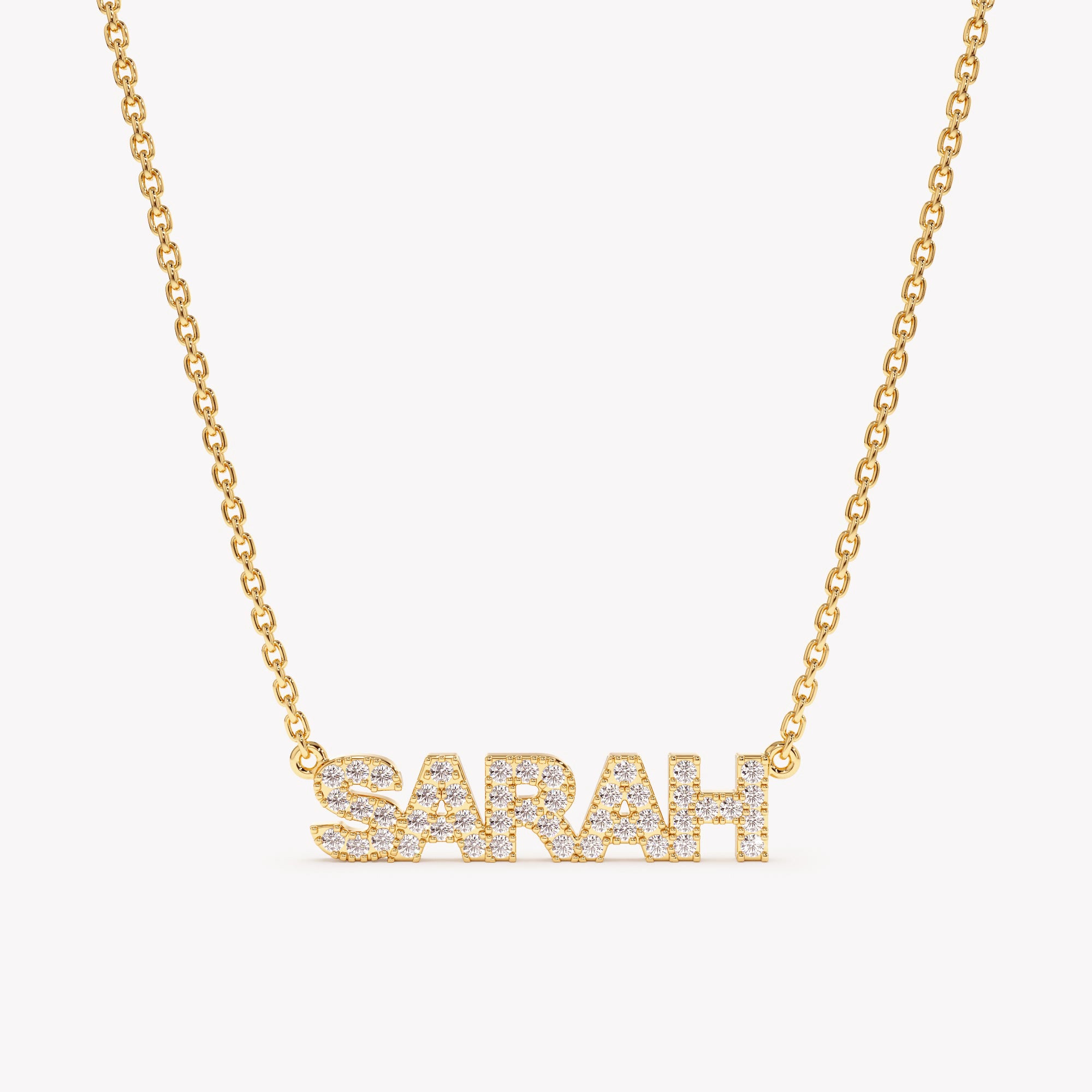 Diamond Custom Block Letter Pendant Necklace