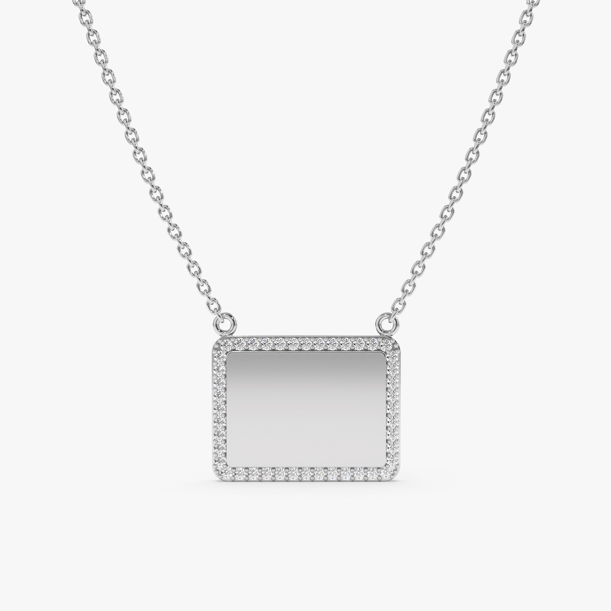 Personalized Diamond Framed Name Plate Necklace