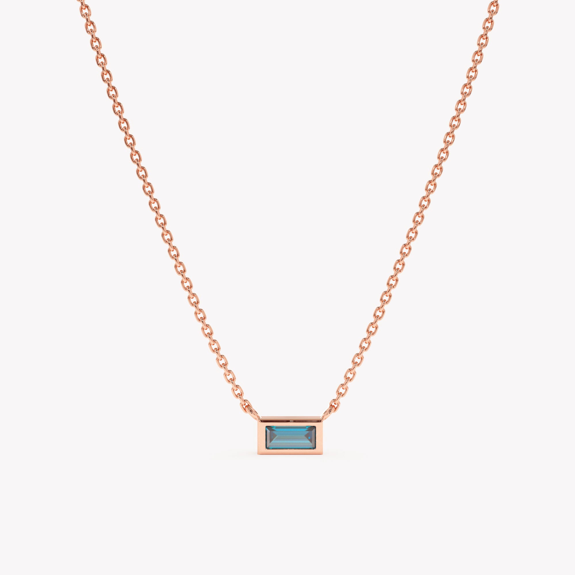 Classic Baguette Blue Topaz Pendant