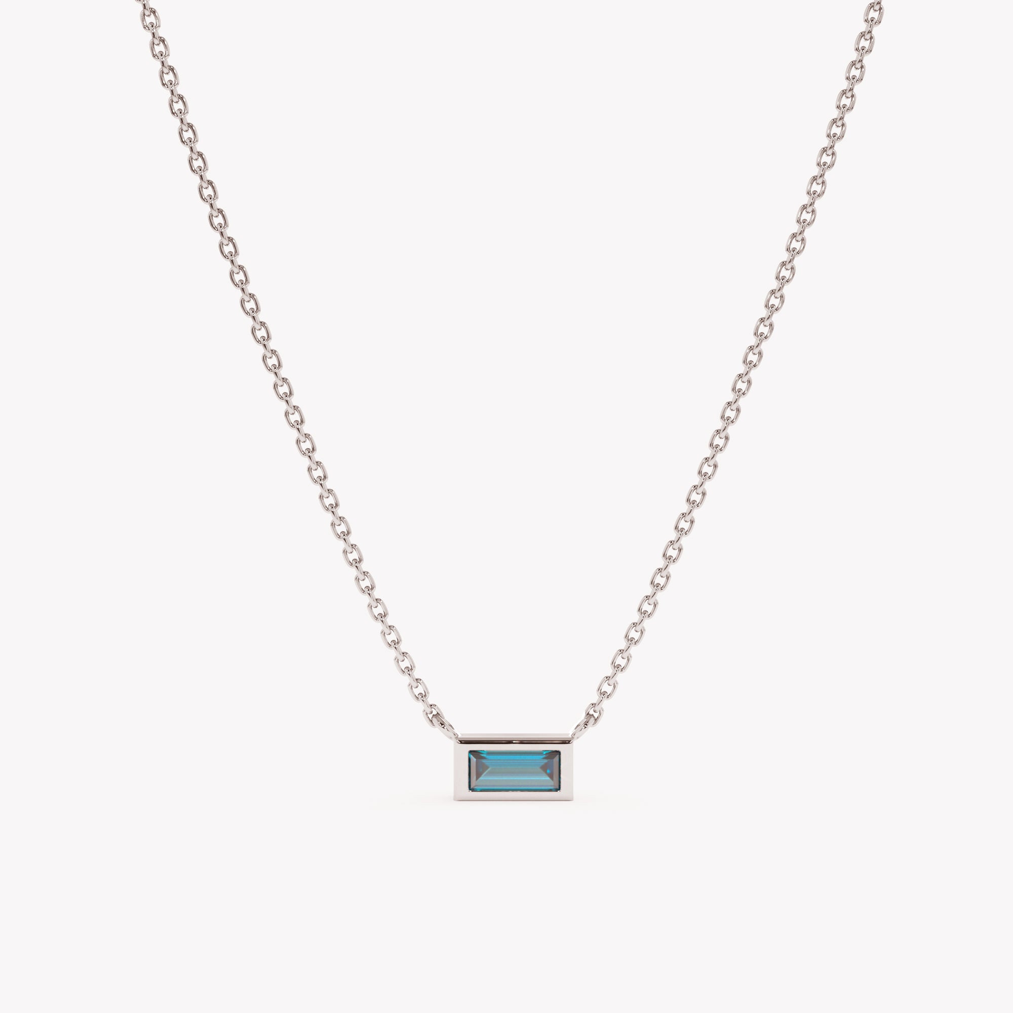 Classic Baguette Blue Topaz Pendant