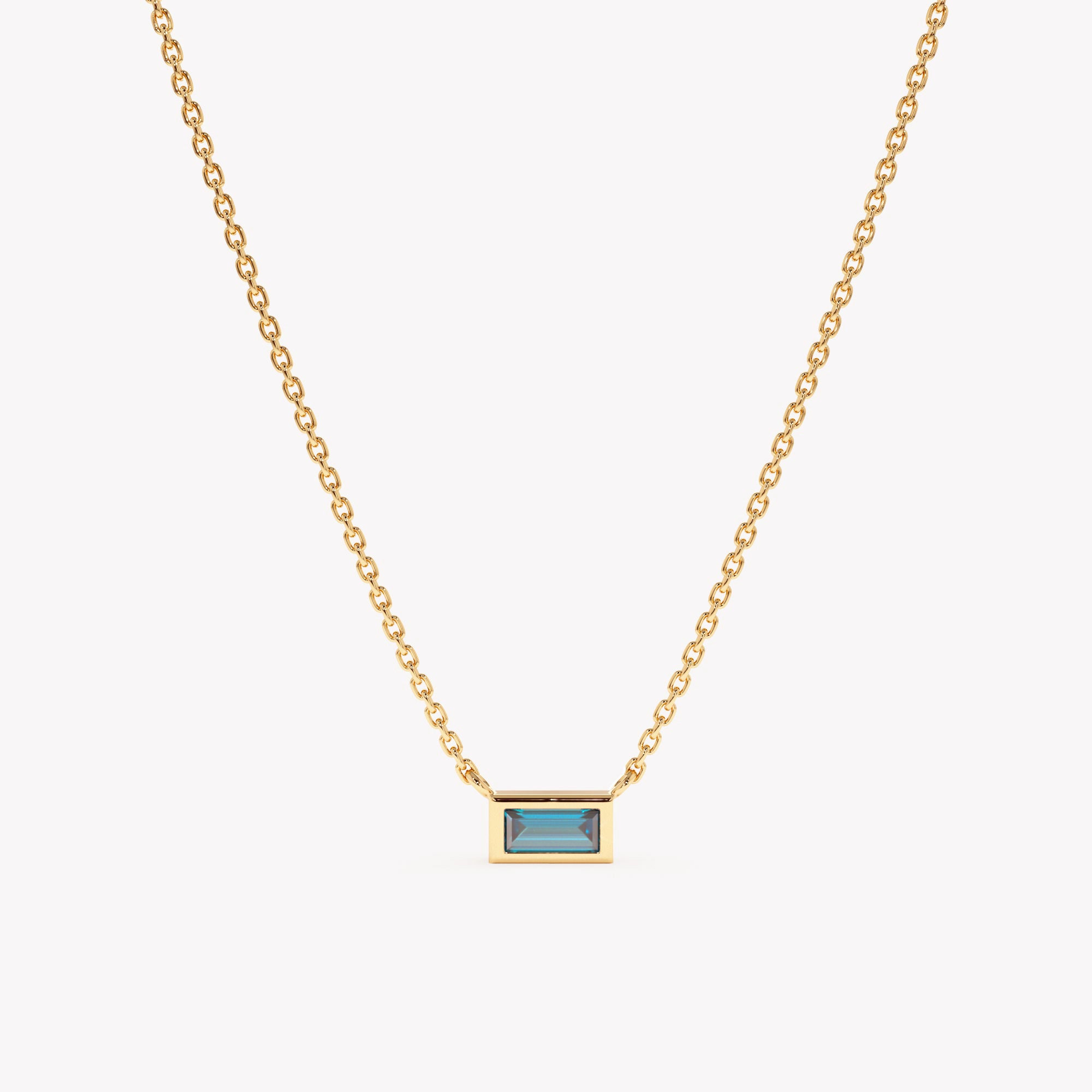 Classic Baguette Blue Topaz Pendant