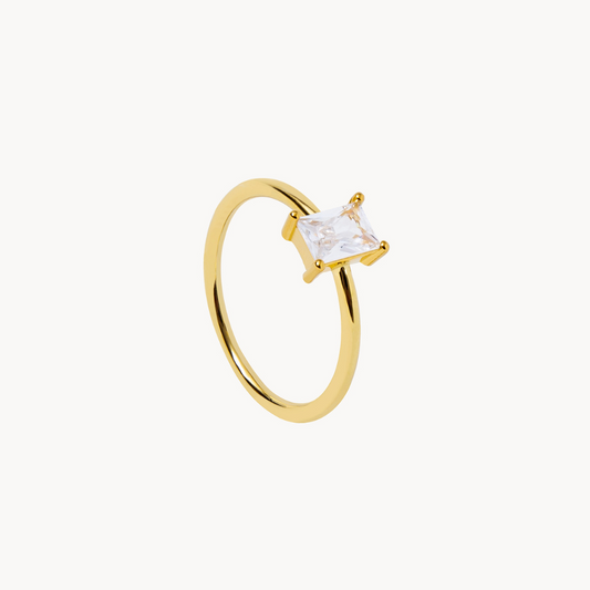 White Zirconia Rectangular Ring - Jewel Edition