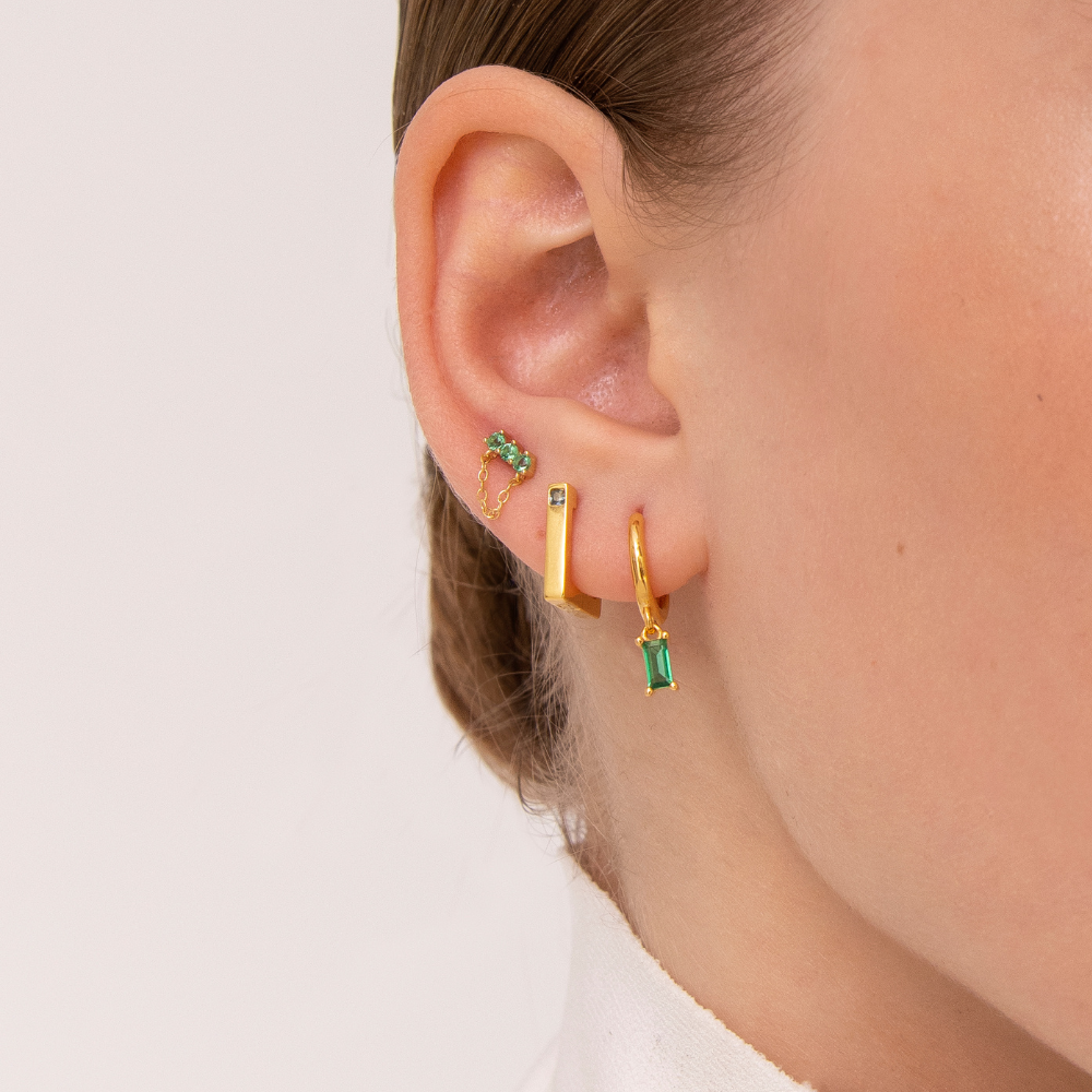 Green Britt Gold-Plated Sterling Silver Earrings - Jewel Edition