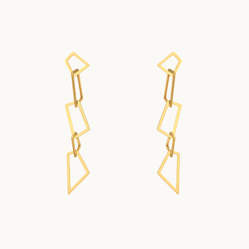 Geometric Ladder Gold-Plated Steel Earrings - Jewel Edition