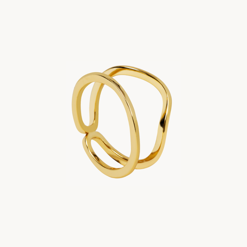 Double Wave Ring: Sterling Silver with 18K Gold Plating - Jewel Edition