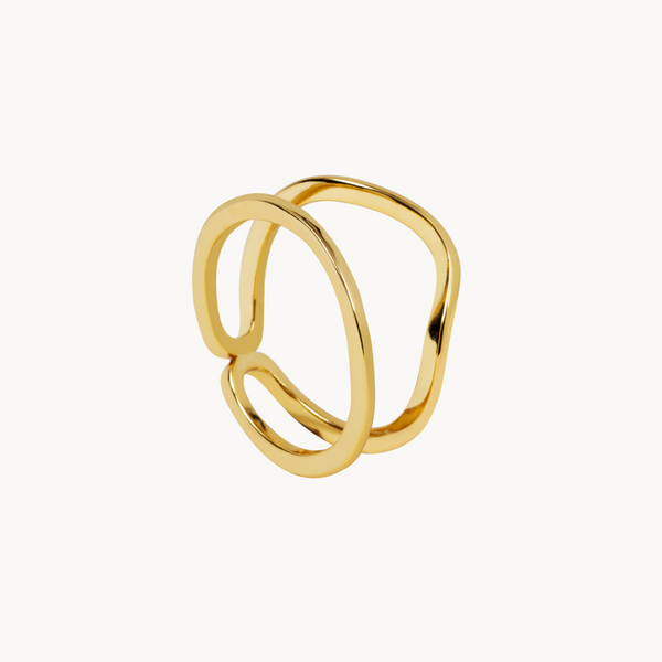 Double Wave Ring: Sterling Silver with 18K Gold Plating - Jewel Edition