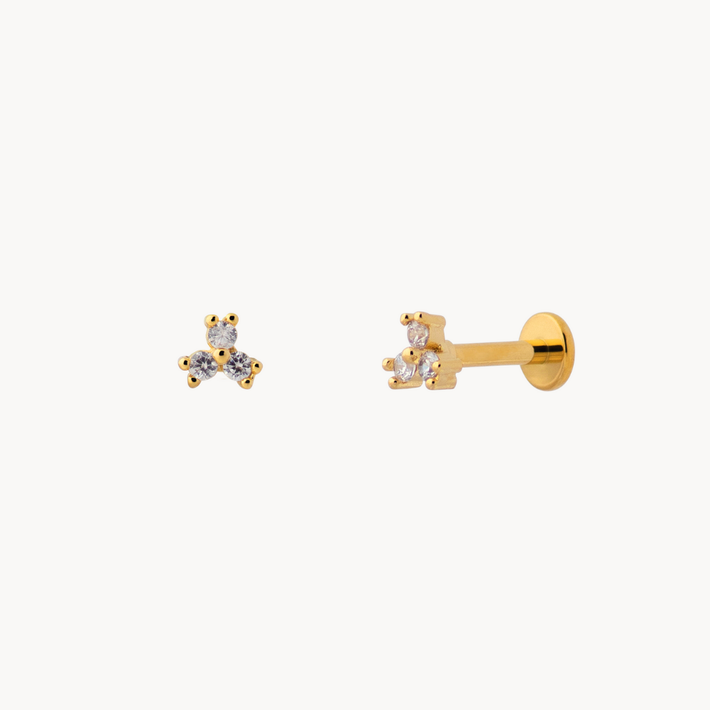 Shamrock Steel Piercing - 18 Carat Gold-Plated Steel - Jewel Edition