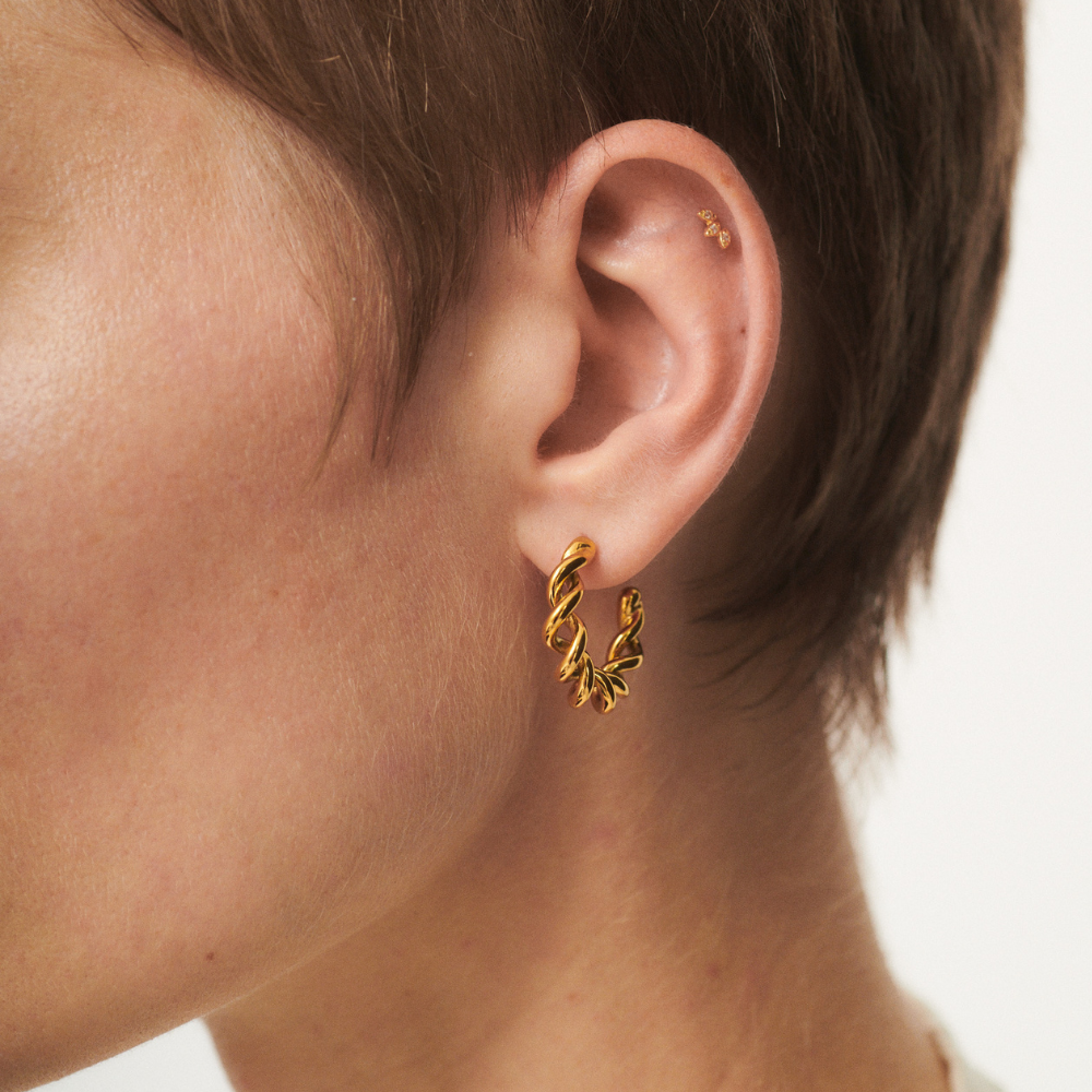 Eris Gold Plated Palm Tree Pin Earrings - Jewel Edition